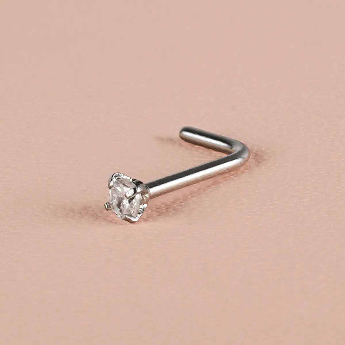 1 Piece Nose Rings & Studs Simple Style Classic Style Geometric 303 Stainless Steel Polishing Inlay Zircon Nose Rings & Studs