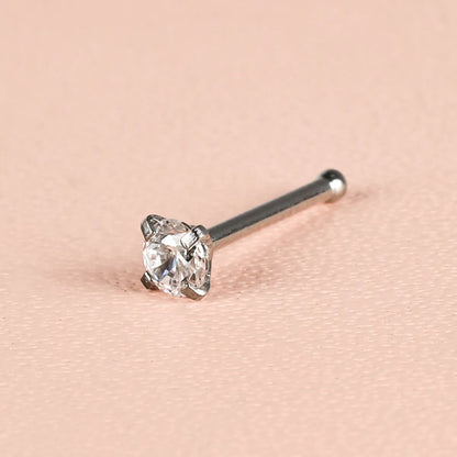 1 Piece Nose Rings & Studs Simple Style Classic Style Geometric 303 Stainless Steel Polishing Inlay Zircon Nose Rings & Studs