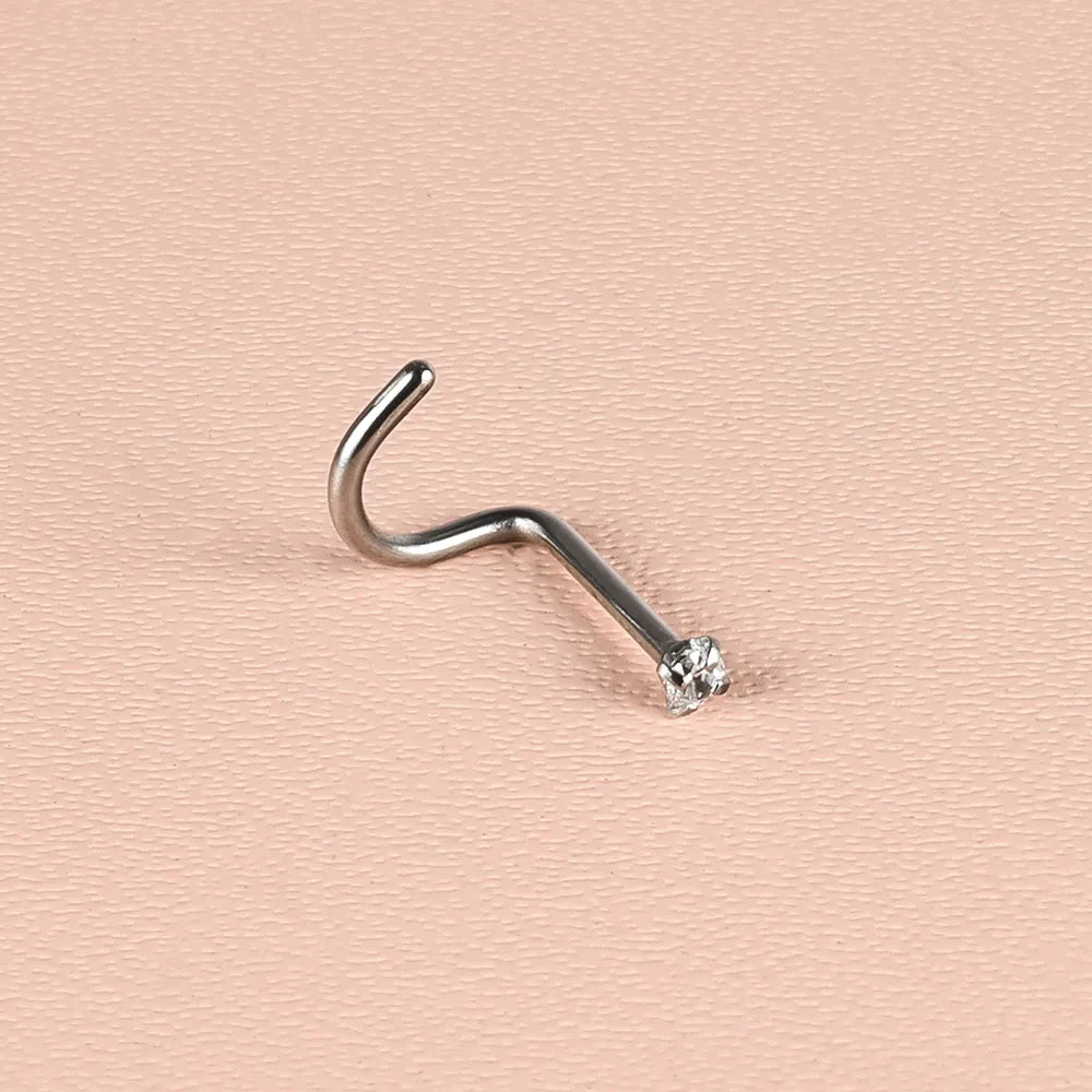 1 Piece Nose Rings & Studs Simple Style Classic Style Geometric 303 Stainless Steel Polishing Inlay Zircon Nose Rings & Studs