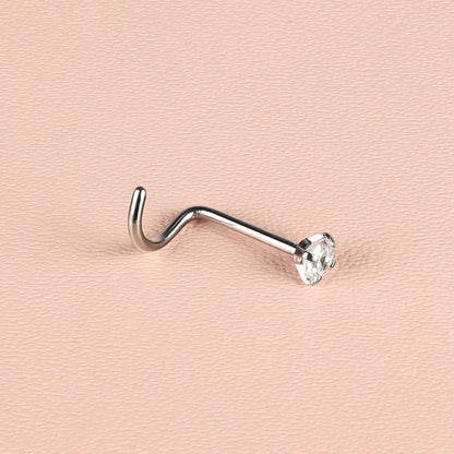 1 Piece Nose Rings & Studs Simple Style Classic Style Geometric 303 Stainless Steel Polishing Inlay Zircon Nose Rings & Studs