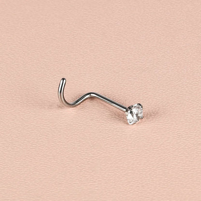 1 Piece Nose Rings & Studs Simple Style Classic Style Geometric 303 Stainless Steel Polishing Inlay Zircon Nose Rings & Studs