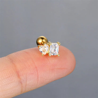 1 Piece Nose Rings & Studs Simple Style Classic Style Geometric Copper Inlay Zircon Nose Rings & Studs