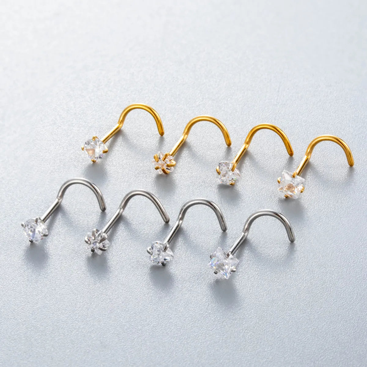 1 Piece Nose Rings & Studs Simple Style Classic Style Pentagram Round Heart Shape 316 Stainless Steel  Nose Rings & Studs