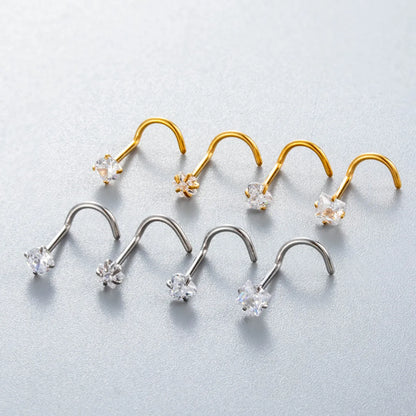 1 Piece Nose Rings & Studs Simple Style Classic Style Pentagram Round Heart Shape 316 Stainless Steel  Nose Rings & Studs