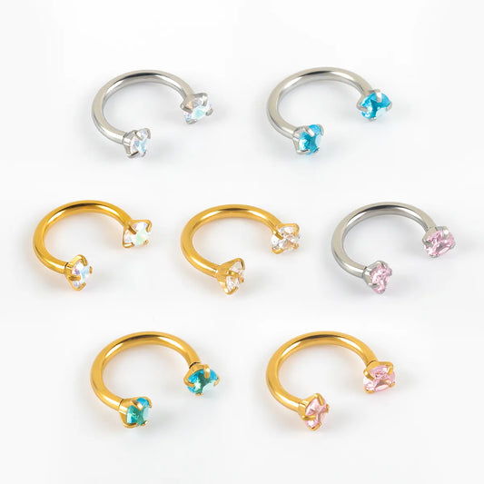 1 Piece Nose Rings & Studs Simple Style Classic Style Shiny C Shape 302 Stainless Steel Inlay Zircon Nose Rings & Studs