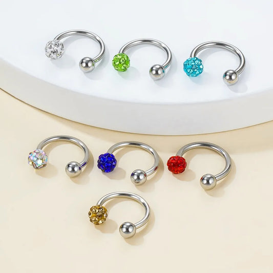 1 Piece Nose Rings & Studs Simple Style Geometric 304 Stainless Steel Rhinestones Nose Rings & Studs