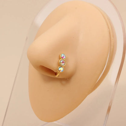 1 Piece Nose Rings & Studs Simple Style Geometric Metal Plating Inlay Zircon Nose Rings & Studs