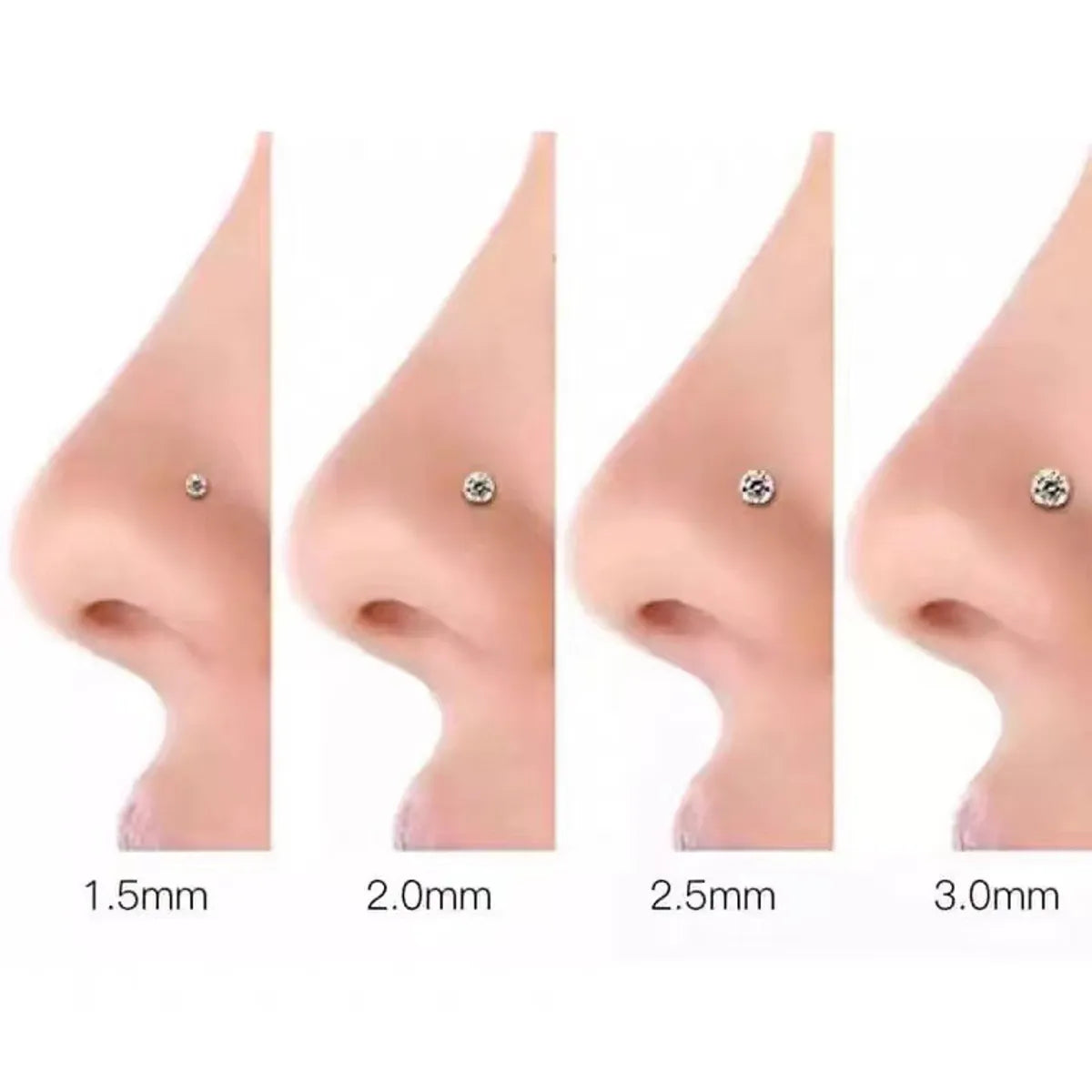 1 Piece Nose Rings & Studs Simple Style Geometric Pure Titanium Inlay Zircon Nose Studs