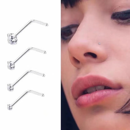 1 Piece Nose Rings & Studs Simple Style Geometric Pure Titanium Inlay Zircon Nose Studs