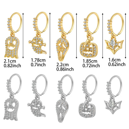 1 Piece Nose Rings & Studs Simple Style Pumpkin Skull Copper Plating Zircon Nose Rings & Studs