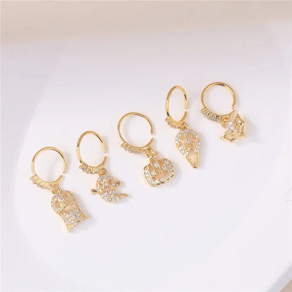 1 Piece Nose Rings & Studs Simple Style Pumpkin Skull Copper Plating Zircon Nose Rings & Studs