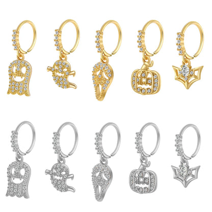 1 Piece Nose Rings & Studs Simple Style Pumpkin Skull Copper Plating Zircon Nose Rings & Studs