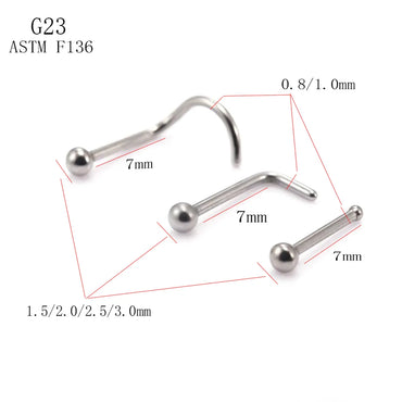 1 Piece Nose Rings & Studs Simple Style Solid Color Pure Titanium Nose Studs