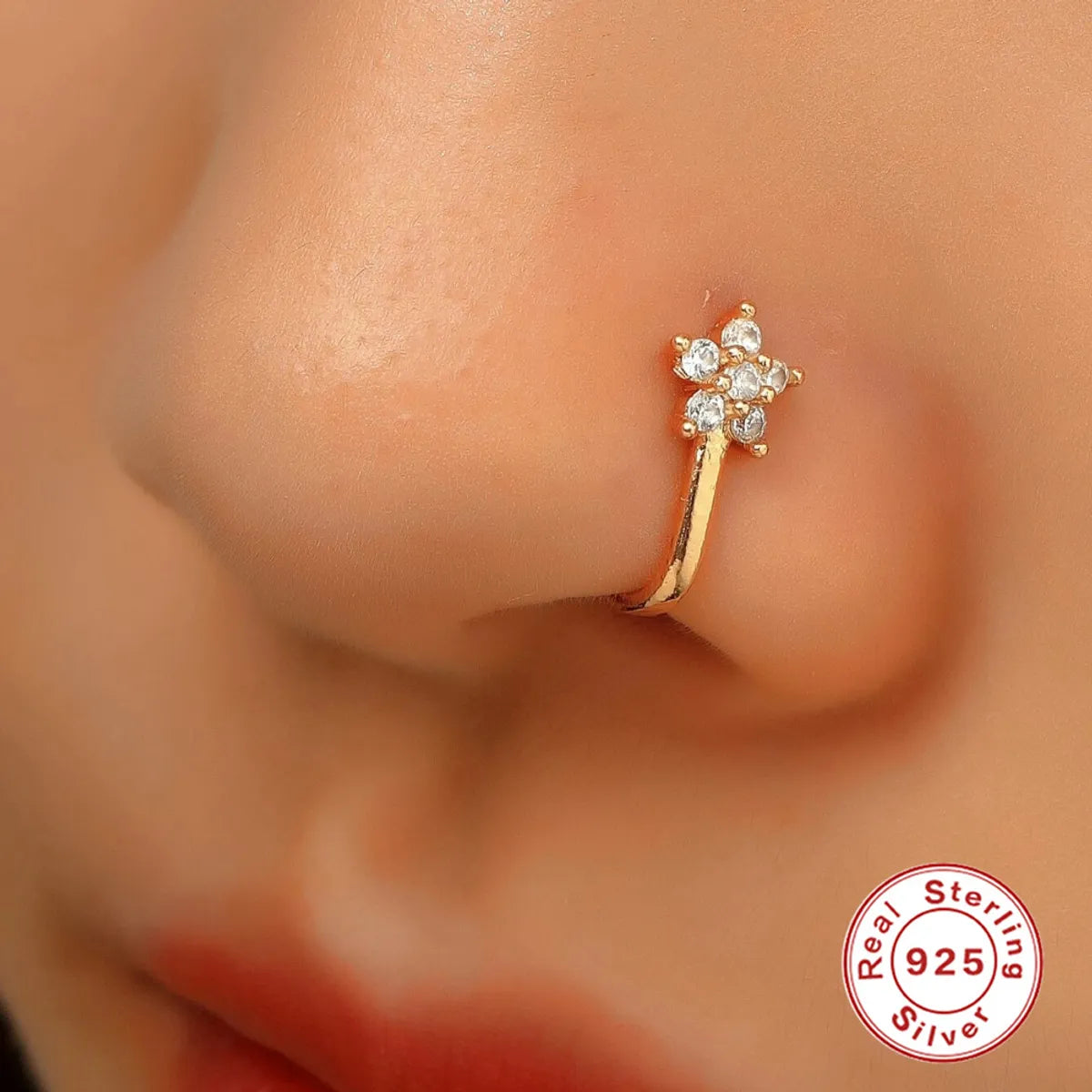 1 Piece Nose Rings & Studs Simple Style Star Moon Sterling Silver Plating Nose Ring