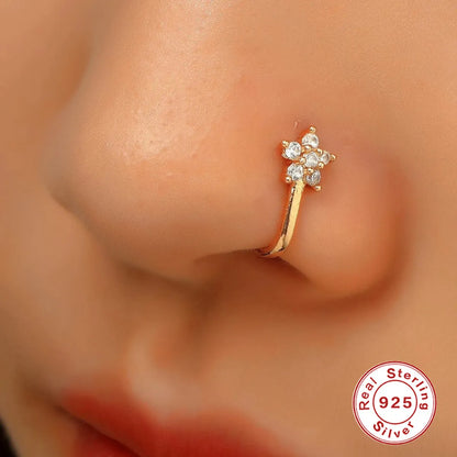 1 Piece Nose Rings & Studs Simple Style Star Moon Sterling Silver Plating Nose Ring