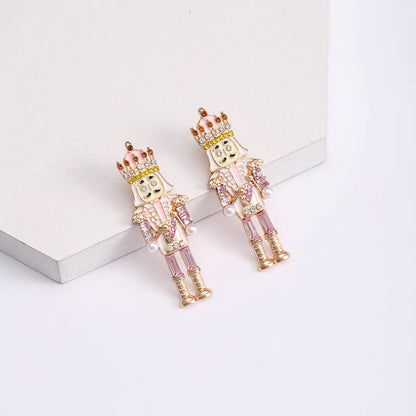 1 Piece Novelty Streetwear Human Cartoon Character Enamel Inlay Alloy Artificial Gemstones Drop Earrings