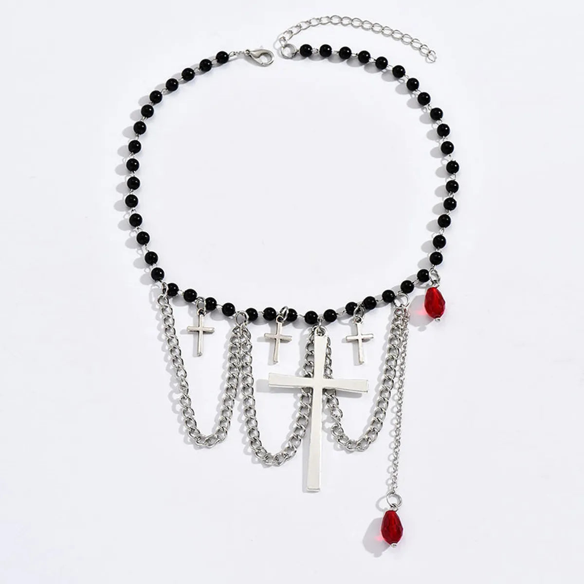 1 Piece Original Design Cross Artificial Crystal Alloy Beaded Plating Women's Choker