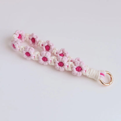 1 Piece Original Design Flower Cotton String Knitting Bag Pendant Keychain