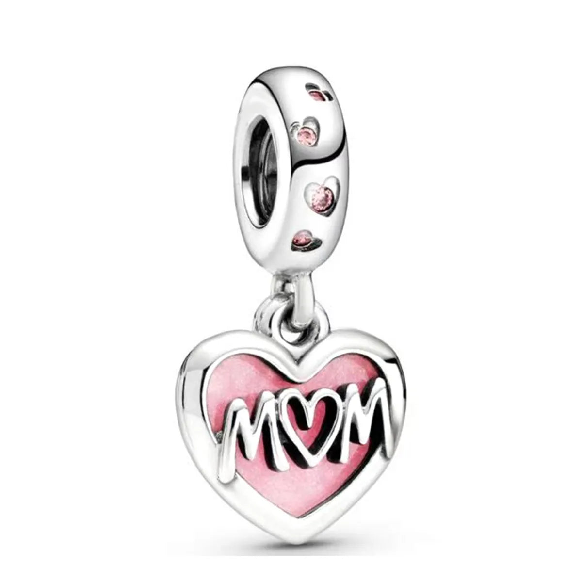 1 Piece Metal Rhinestones Heart Shape Polished Pendant Beads