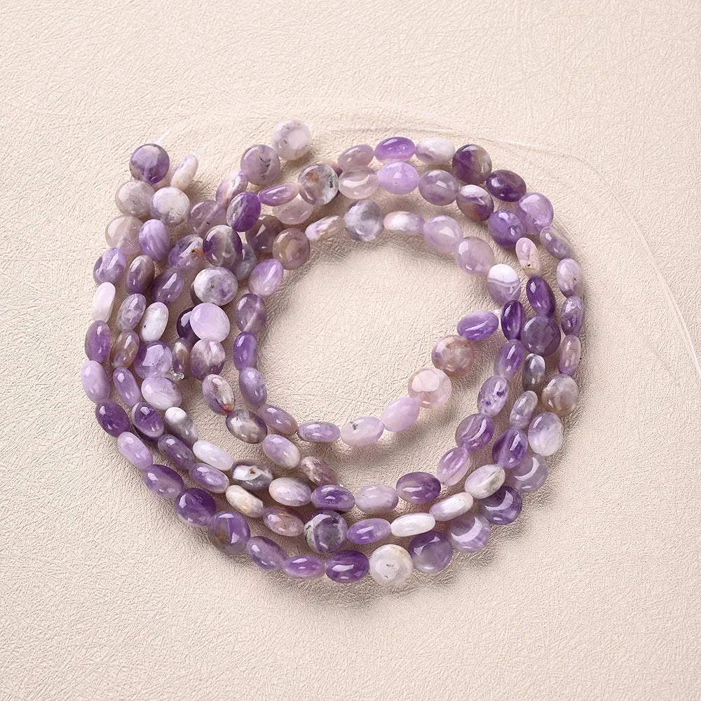 1 Strand/Package 10x5mm Hole 1~1.9mm Natural Stone Amethyst  Round Polished Beads