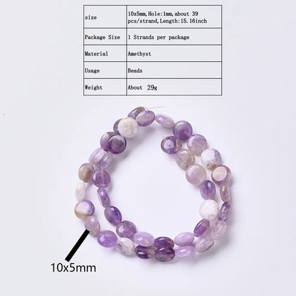 1 Strand/Package 10x5mm Hole 1~1.9mm Natural Stone Amethyst  Round Polished Beads