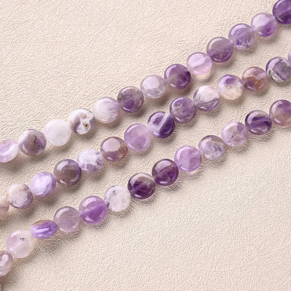 1 Strand/Package 10x5mm Hole 1~1.9mm Natural Stone Amethyst  Round Polished Beads