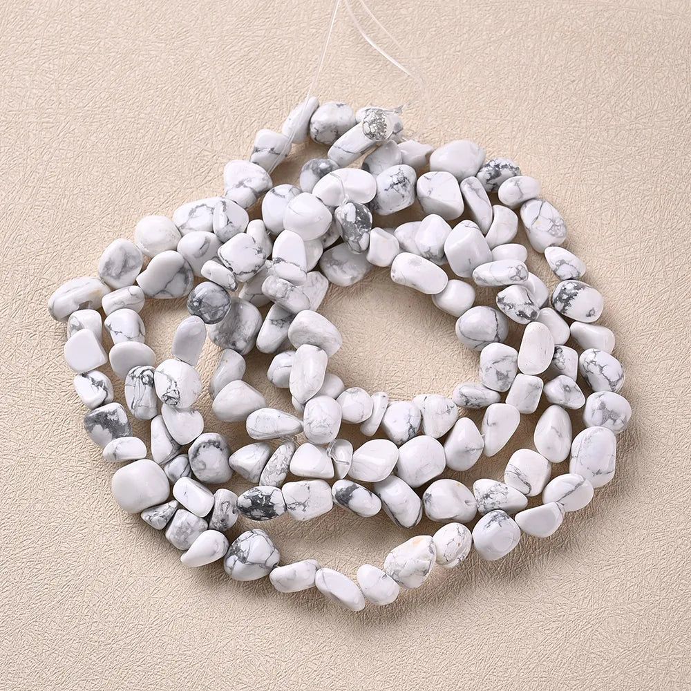 1 Strand/Package 12*8mm Hole 1~1.9mm Natural Stone Howlite Irregular Marble Ink Painting Polished Beads