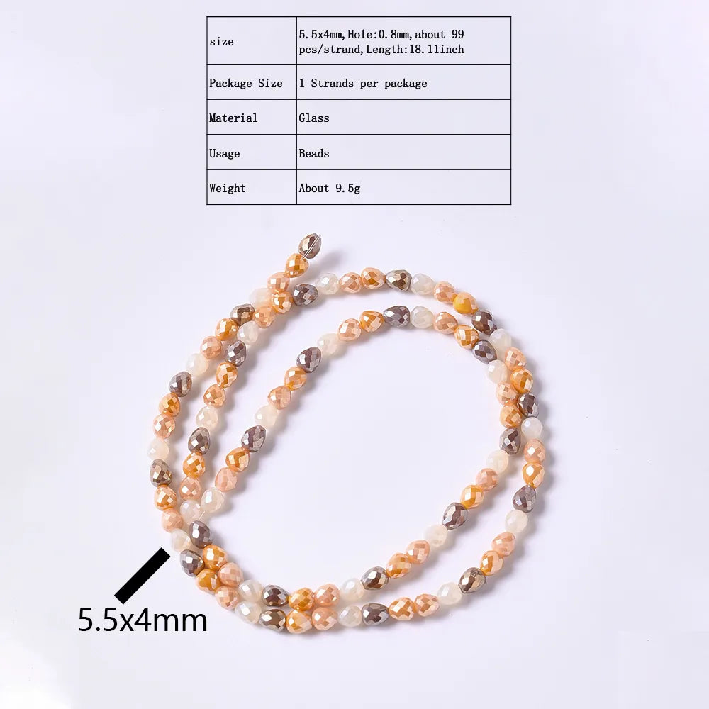 1 Strand/Package 5.5x4mm Hole Under 1mm Glass Electroplate Glass Beads Colorful Simple Beads