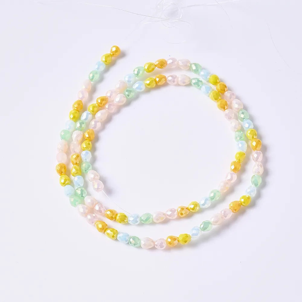 1 Strand/Package 5.5x4mm Hole Under 1mm Glass Electroplate Glass Beads Colorful Simple Beads