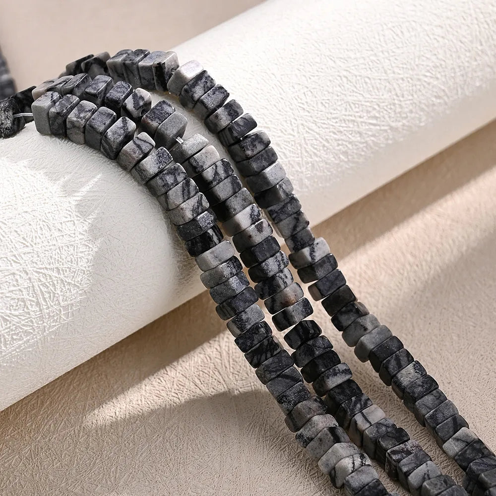 1 Strand/Package 6 * 3mm Hole 1~1.9mm Natural Stone Netstone Irregular Color Block Polished Beads