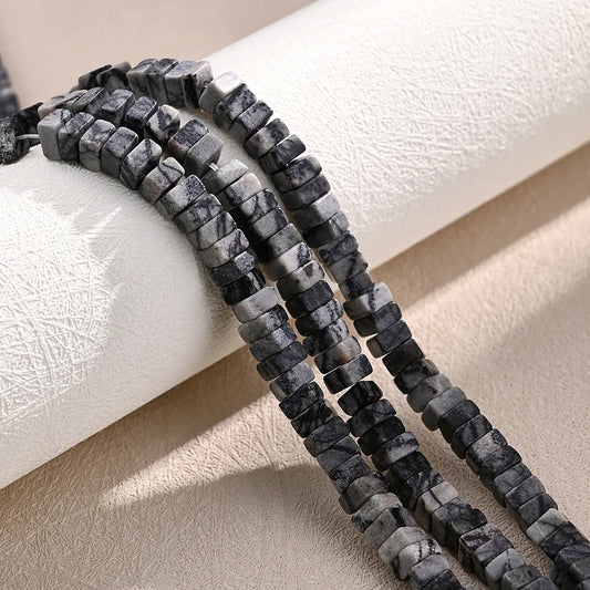 1 Strand/Package 6 * 3mm Hole 1~1.9mm Natural Stone Netstone Irregular Color Block Polished Beads