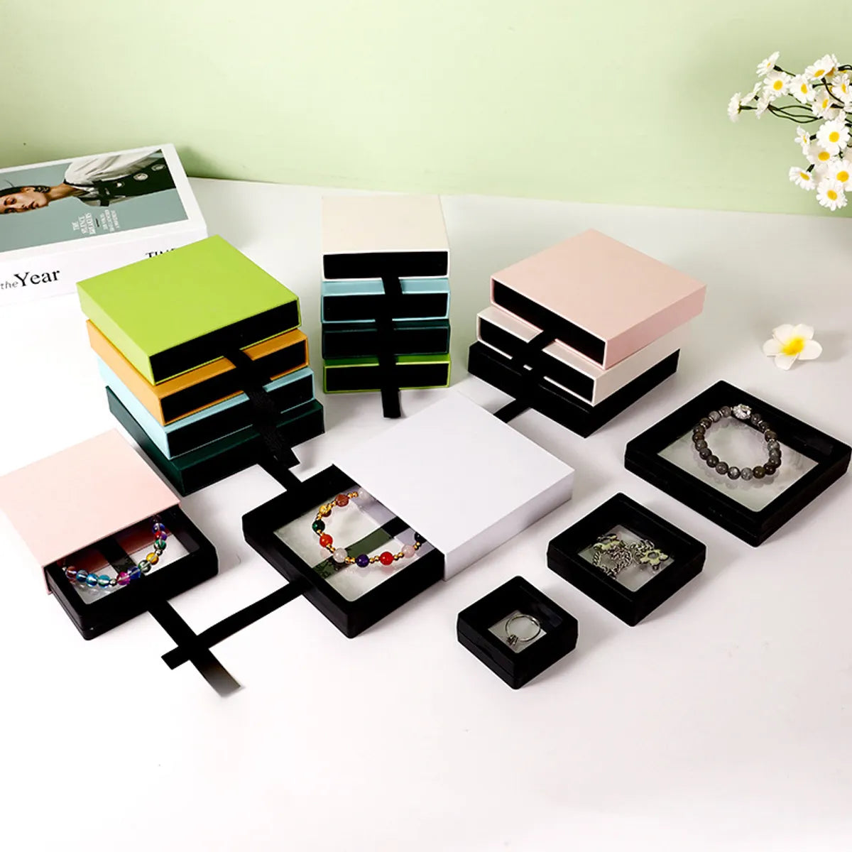 1 Piece Paper Simple Style Daily Solid Color Jewelry Boxes