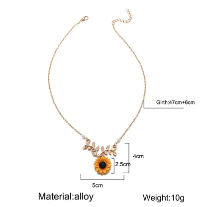 1 Piece Pastoral Sunflower Alloy Plating Artificial Pearls Women'S Necklace