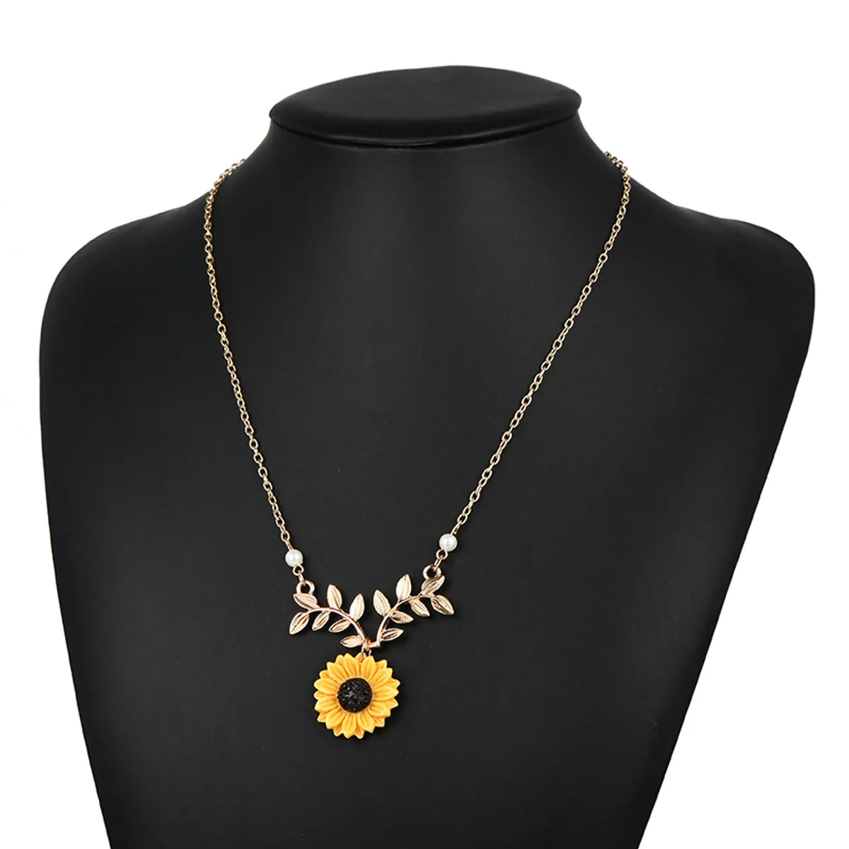 1 Piece Pastoral Sunflower Alloy Plating Artificial Pearls Women'S Necklace