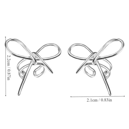 1 Piece Preppy Style Simple Style Bow Knot Hollow Out Copper Silver Plated Ear Hook