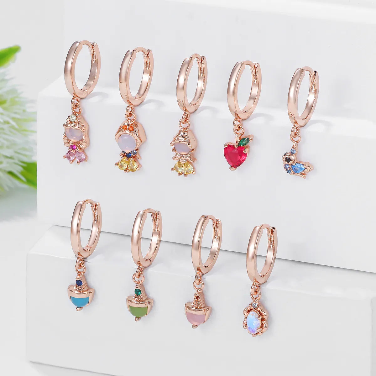 1 Piece Princess Cute Human Animal Plating Inlay Brass Zircon 18k Gold Plated Drop Earrings