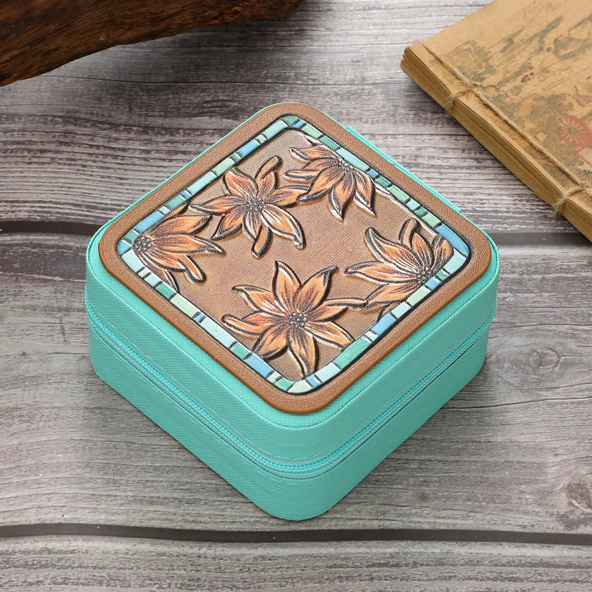 1 Piece Pu Leather Simple Style Daily Poker Buffalo Flower Jewelry Boxes