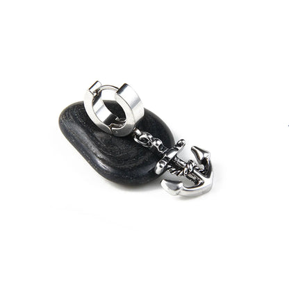 1 Piece Punk Anchor Plating Stainless Steel Earrings