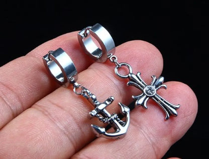 1 Piece Punk Anchor Plating Stainless Steel Earrings