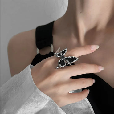 1 Piece Punk Butterfly Alloy Enamel Women's Open Ring