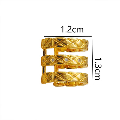 1 Piece Punk Commute Round Rhombus Frill Hollow Out Inlay Copper Zircon 18K Gold Plated White Gold Plated Ear Cuffs