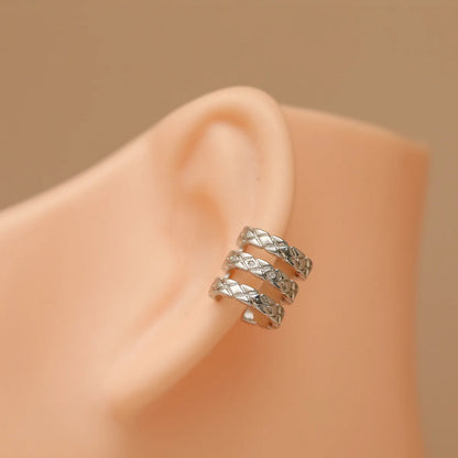 1 Piece Punk Commute Round Rhombus Frill Hollow Out Inlay Copper Zircon 18K Gold Plated White Gold Plated Ear Cuffs