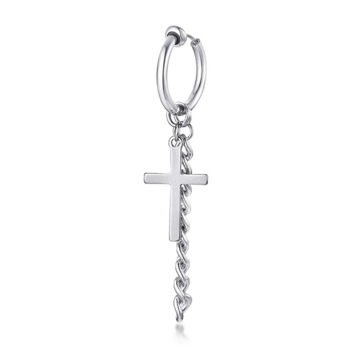 1 Piece Punk Cool Style Cross Chain 201 Stainless Steel Ear Cuffs