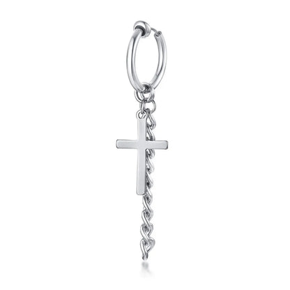 1 Piece Punk Cool Style Cross Chain 201 Stainless Steel Ear Cuffs