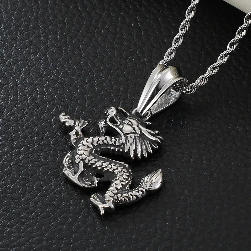 1 Piece Punk Dragon Titanium Steel Jewelry Accessories