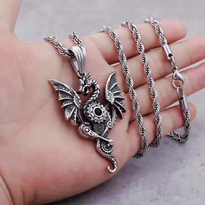 1 Piece Punk Dragon Titanium Steel Jewelry Accessories