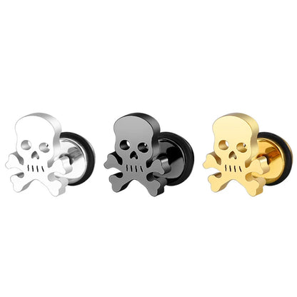 1 Piece Punk Simple Style Skull Plating Metal Ear Studs