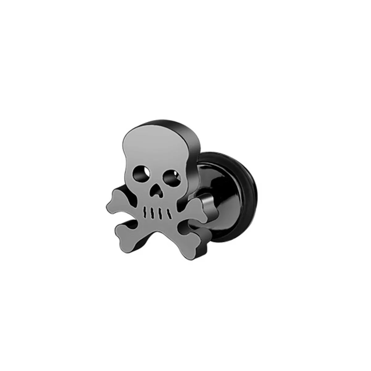 1 Piece Punk Simple Style Skull Plating Metal Ear Studs