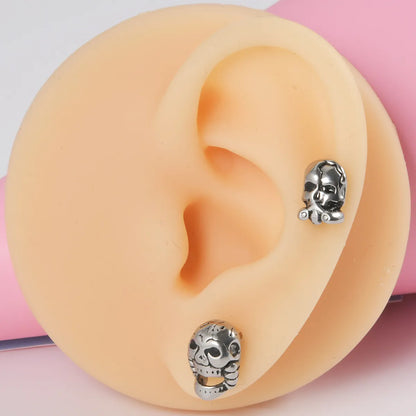 1 Piece Punk Skull Stainless Steel Ear Studs