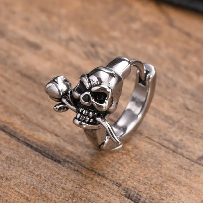 1 Piece Punk Skull Stainless Steel Polishing Earrings